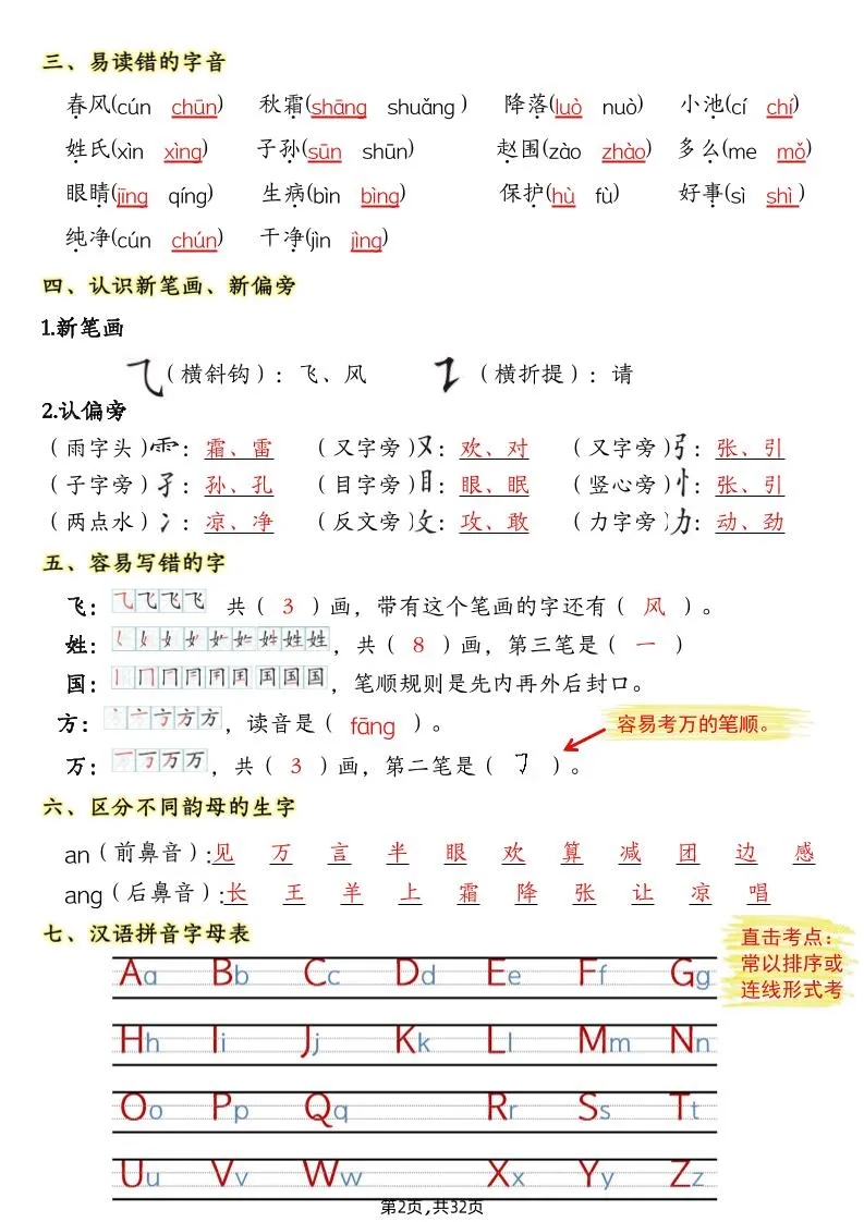 新一下语文1-8单元考点知识背记（32页）-学海库