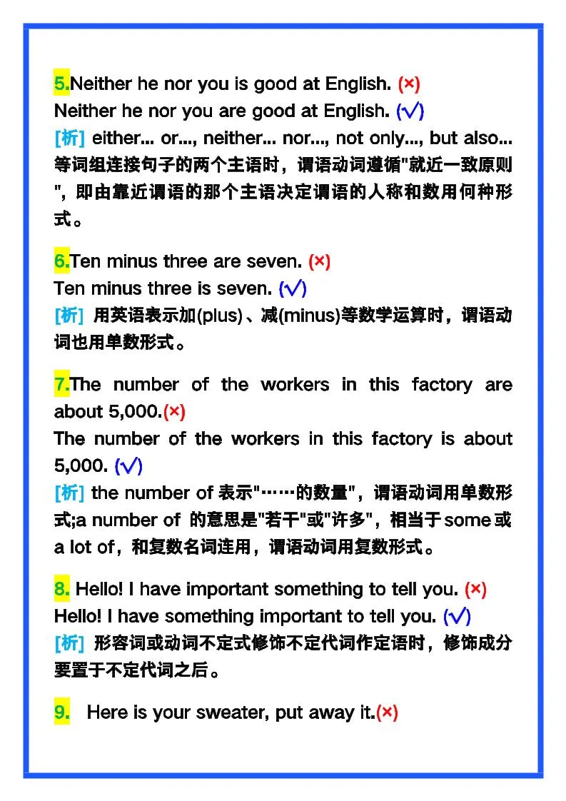 【2025秋新版】六年级英语上册《常见易错题汇总》！-学海库