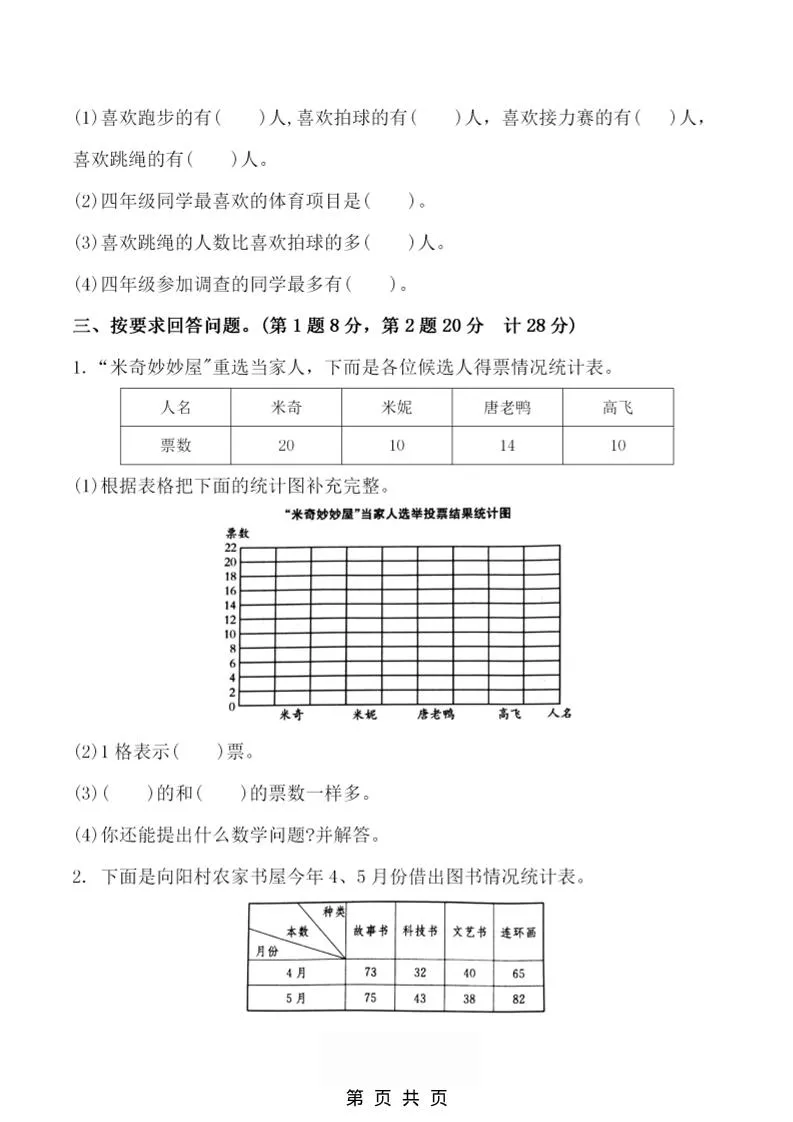 四年级上数学第七单元测试卷2《人教版》-学海库
