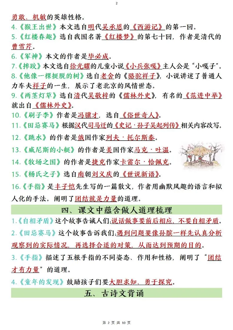 【期末复习全册必背知识点】五下语文-学海库