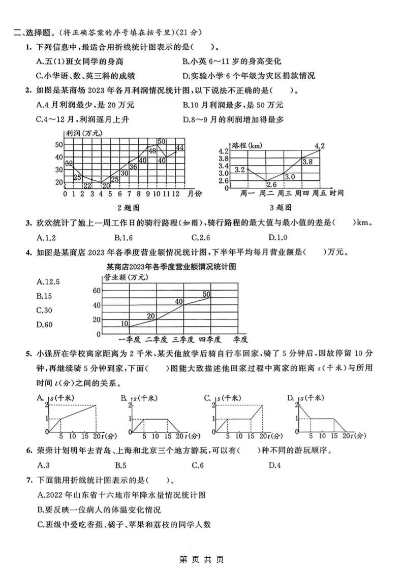五年级上数学第七单元质量检测卷《青岛63版》-学海库