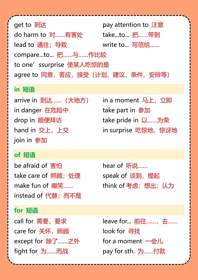 五年级英语上册《介词》固定搭配短语-学海库