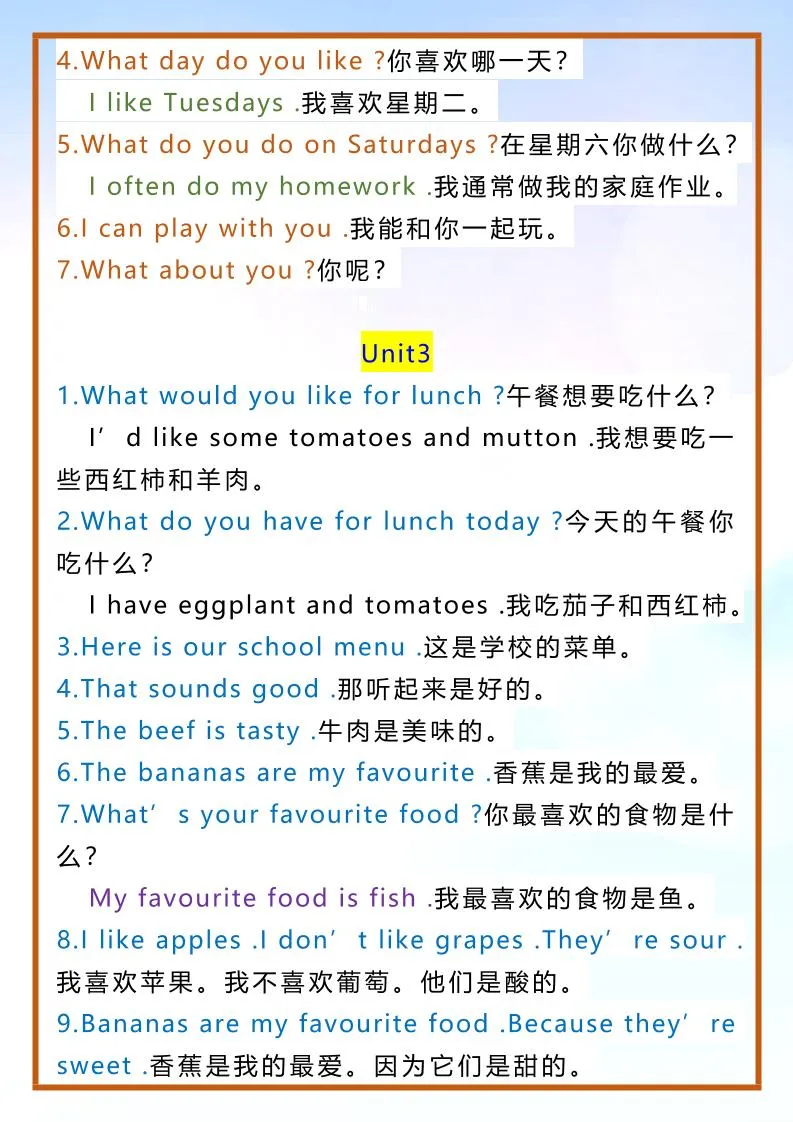 【2025秋新版】五年级上册英语重点句型及语法-学海库