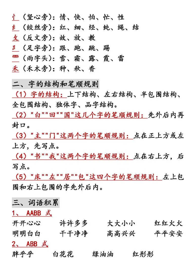 一年级上语文知识点归纳-学海库