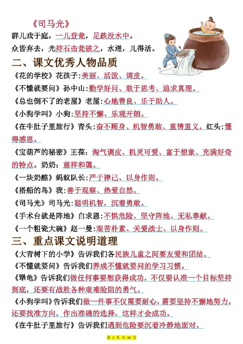 25新三上语文全册预习必背重点（十二大重点）26页-学海库