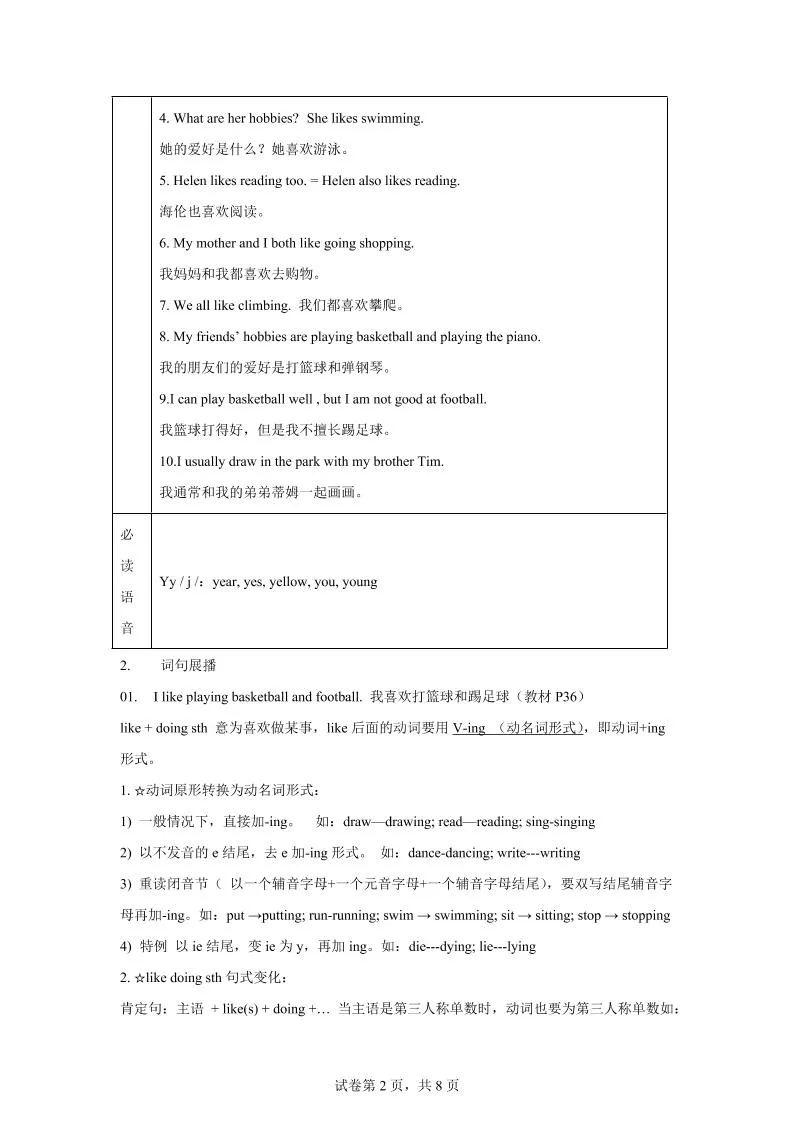 【单元热点难点】译林版（三起）英语五年级上册Unit4Hobbies教材划重点-学海库