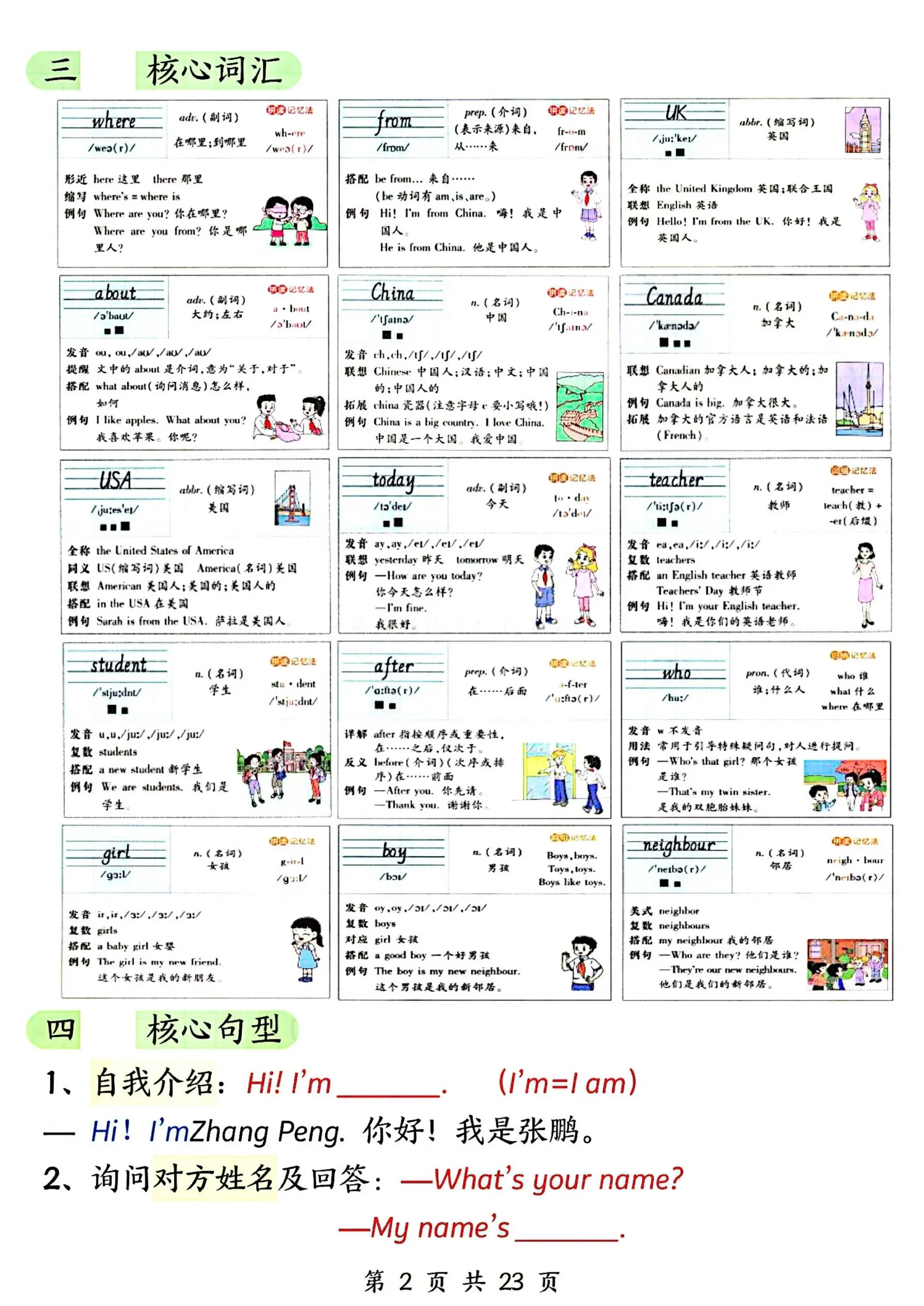三下人教PEP版英语1-6单元知识点总结（23页）-学海库