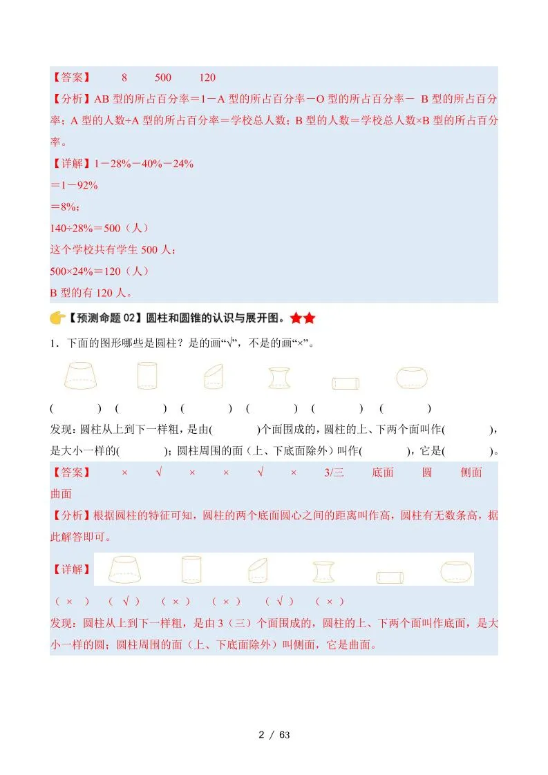 六下数学期中复习·终极压轴版（解析版）苏教版63页-学海库