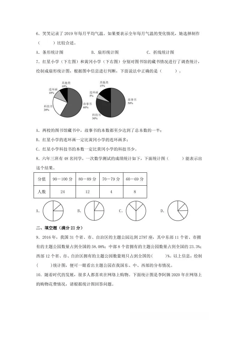 六年级上北师版数学第五单元数据处理单元测试B卷-学海库