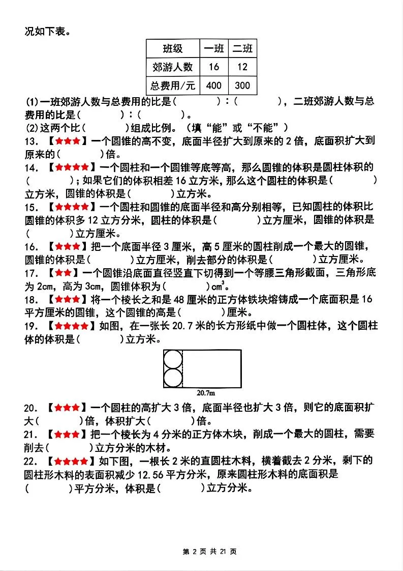 【人教版】六下数学期中复习四大专题精炼（专题一：填空题）(已优化)-学海库