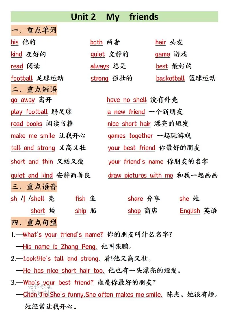 四年级上人教PEP版英语知识点汇总-学海库