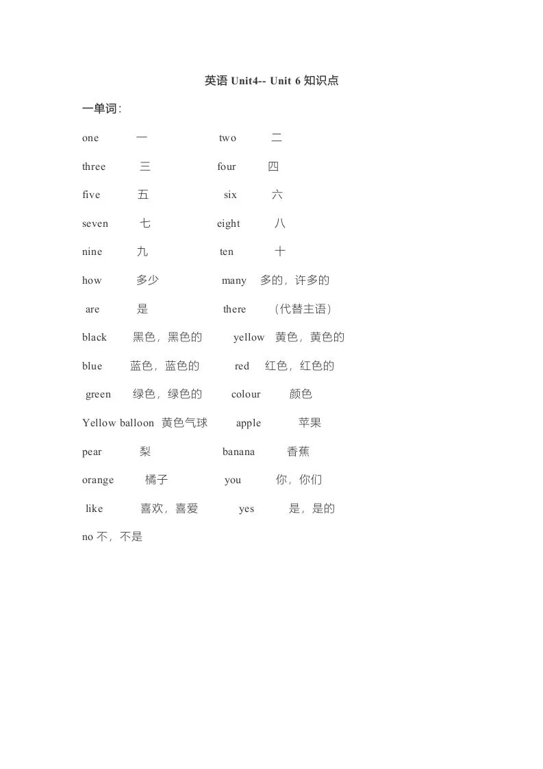 一年级英语上册单元知识点（人教一起点）-学海库