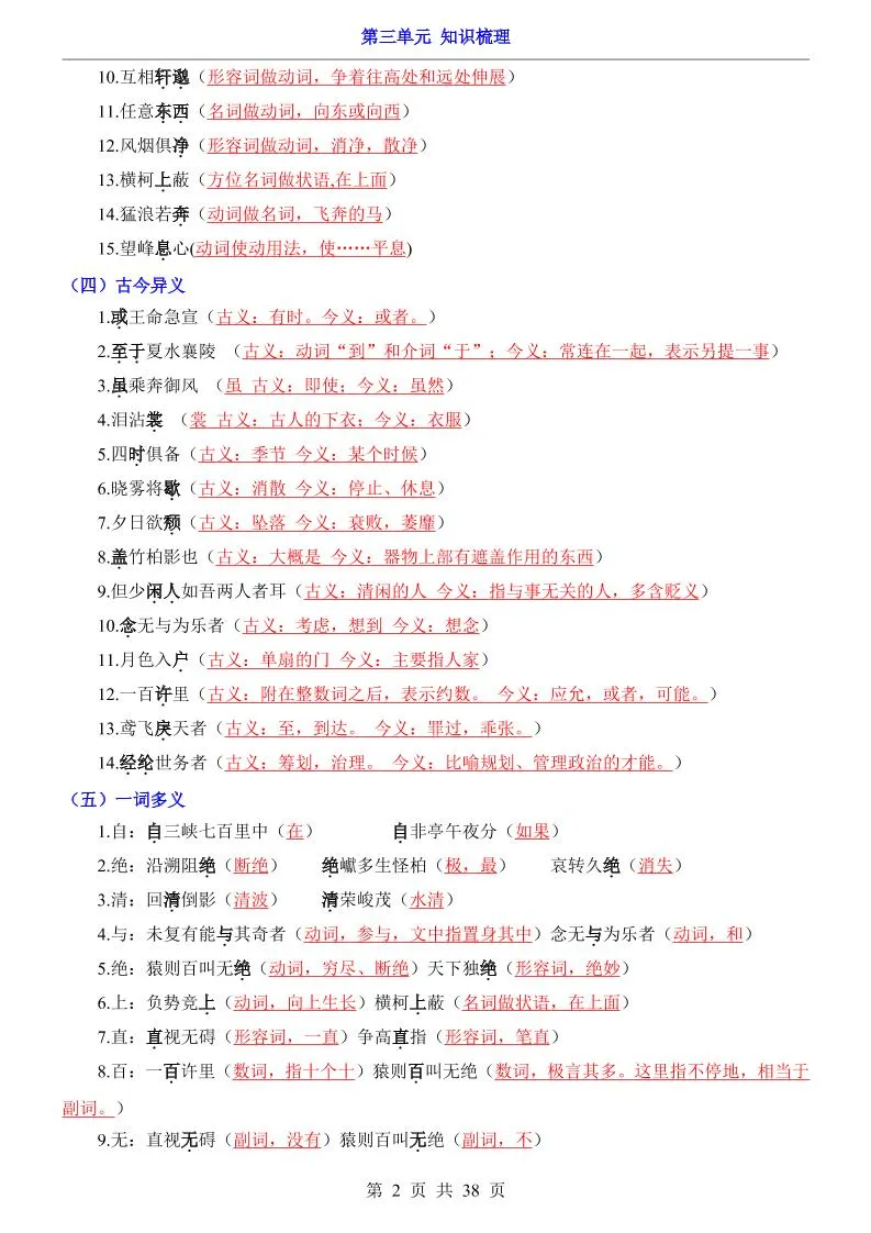 八年级上语文第3单元（知识梳理）-知识点-学海库