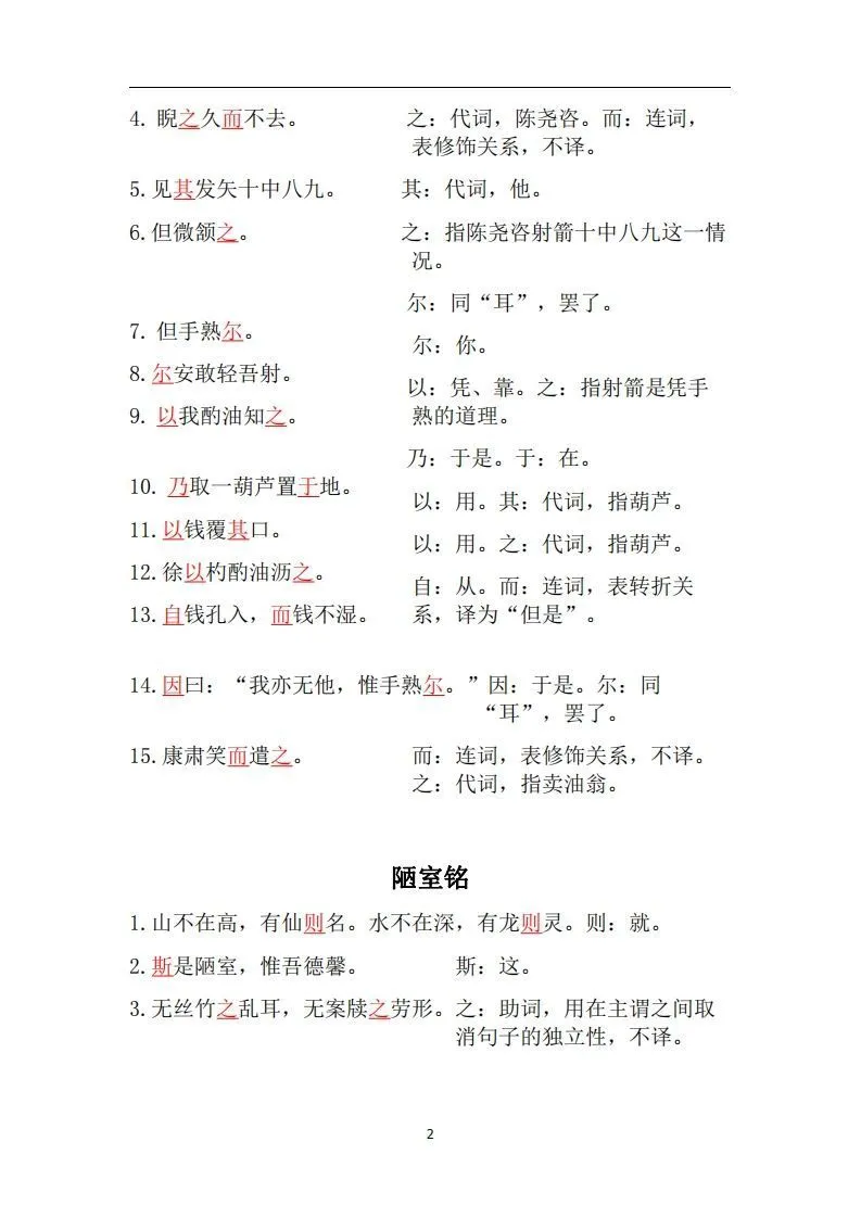 人教部编版七年级下册语文言文虚词归纳整理