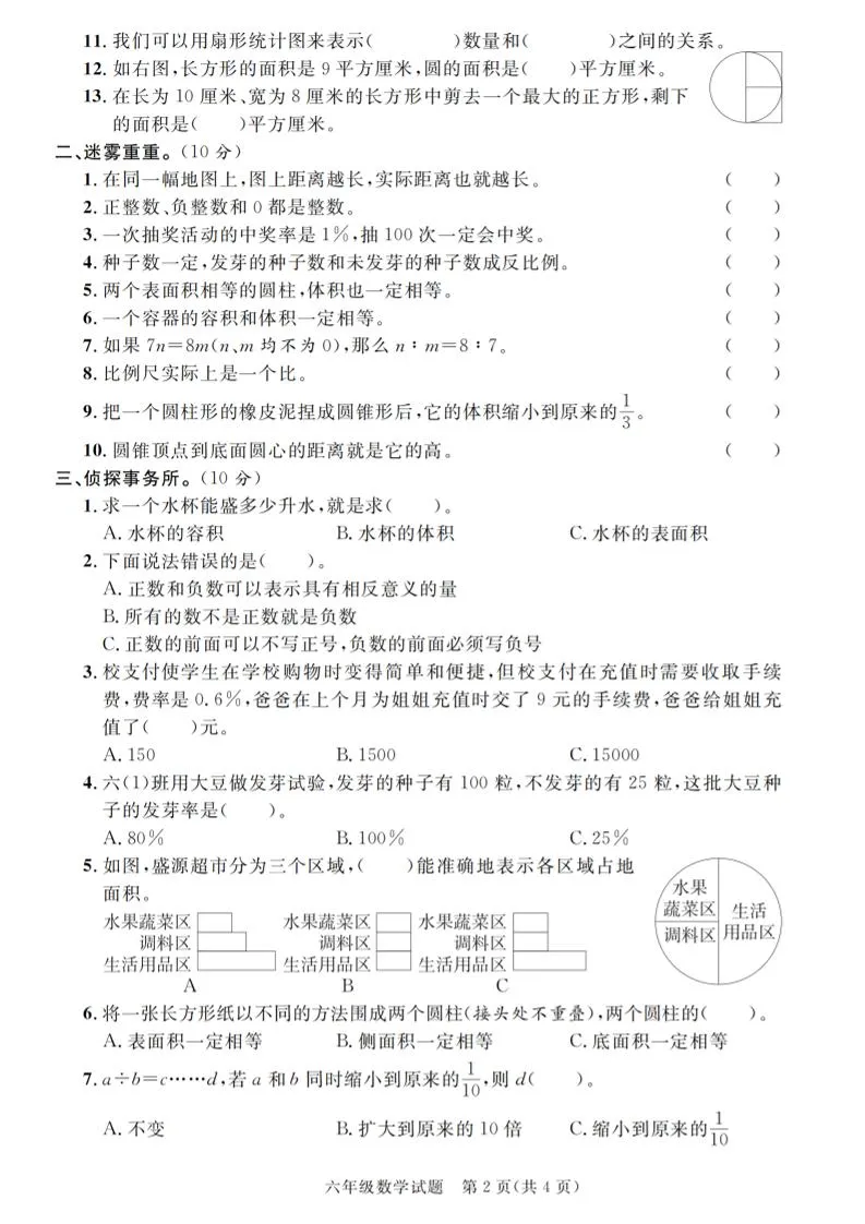 六下人教版数学【期末测试卷（共五套）】-学海库