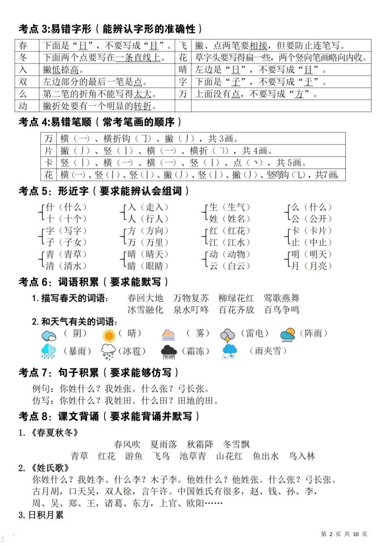 新一下语文期中覆盖式复习重点(10页)-学海库