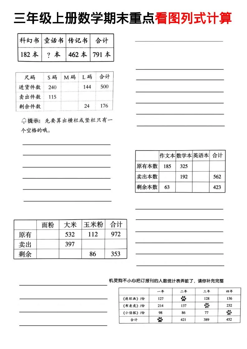 三上数学看图列式-学海库