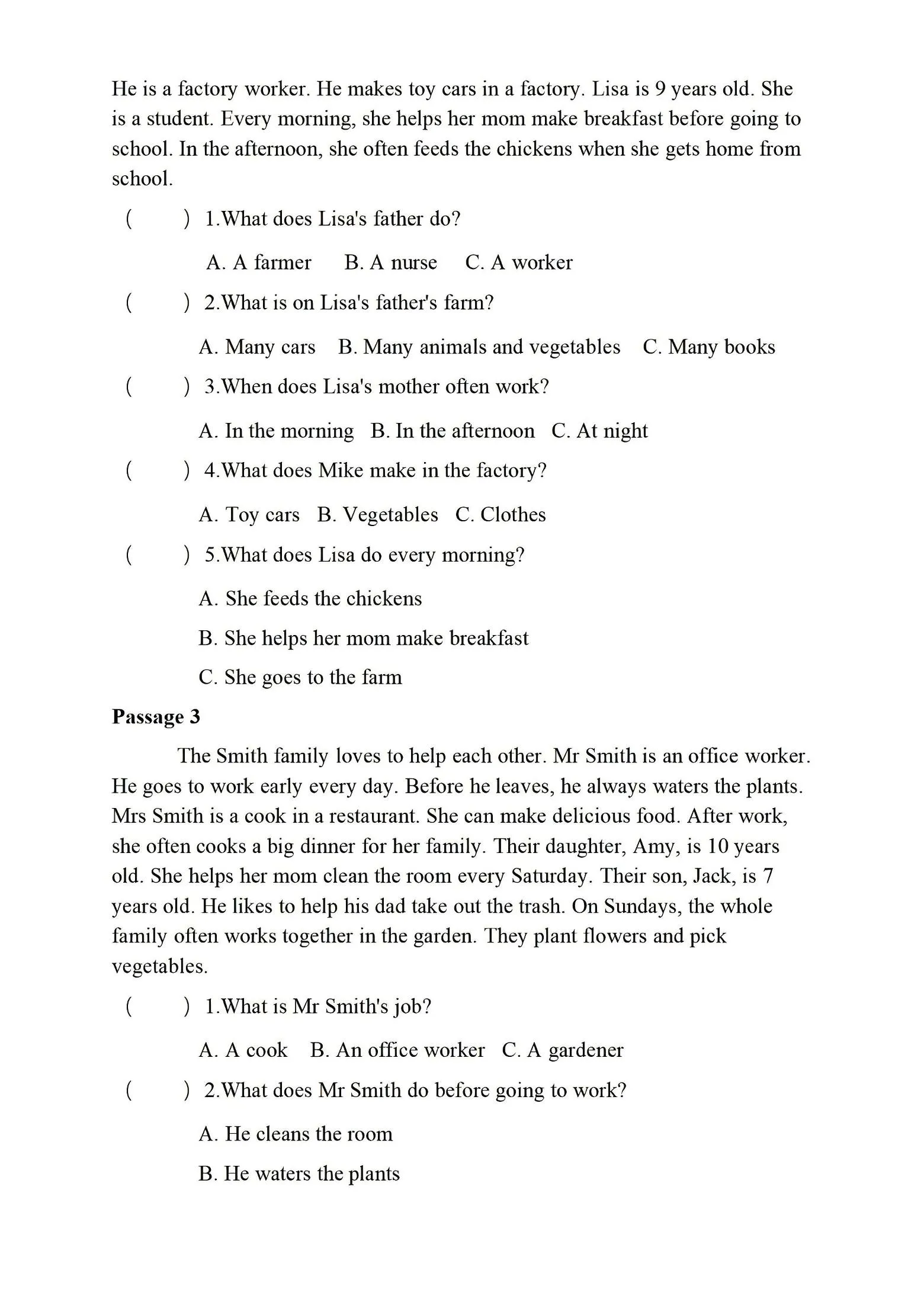 四年级上英语阅读理解重难点专项练习《PEP版》-学海库