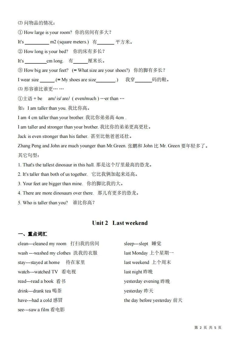 【知识点】六下人教版PEP英语期末复习知识总结-学海库