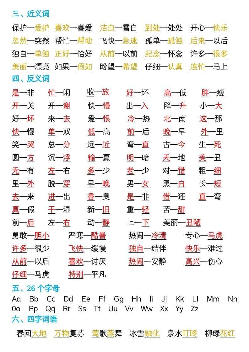 新版一年级语文下册全册重点知识总结-7页-学海库