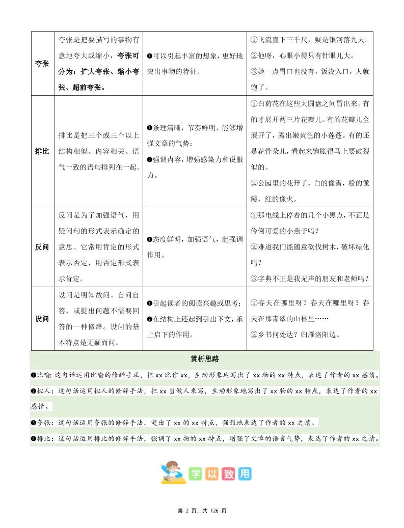三下语文1-8单元《主题阅读》知识梳理+精选阅读理解（含答案126页）-学海库