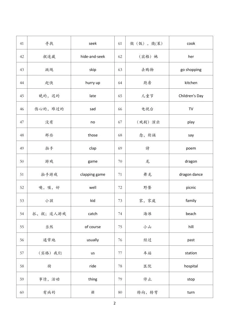 【背诵单】外研版一起二下英语-学海库