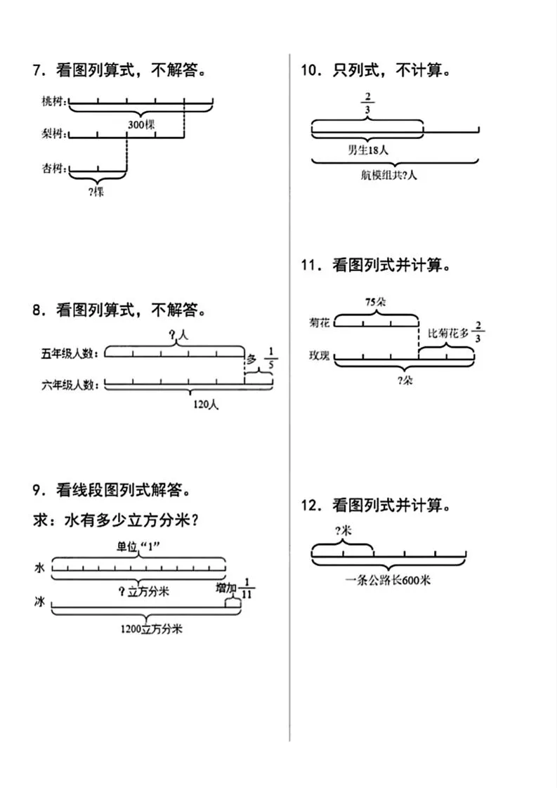 六上数学看图列式-学海库